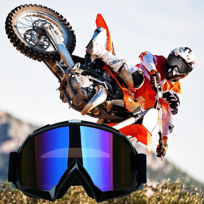XYOP نظارات موتوكروس للدراجات النارية لركوب ATV والدراجات الترابية، نظارات مقاومة للرياح UV400 مضادة للضباب ومقاومة للخدش والصدمات للرجال والنساء - عبوة من 2 - Image 5